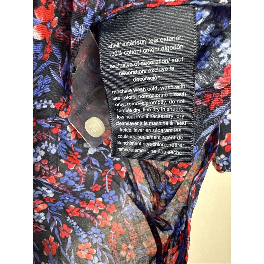 Tommy Hilfiger Womens‎ Cotton Floral Roll-Tab Shirt Small Red Blue NWT - Picture 5 of 6